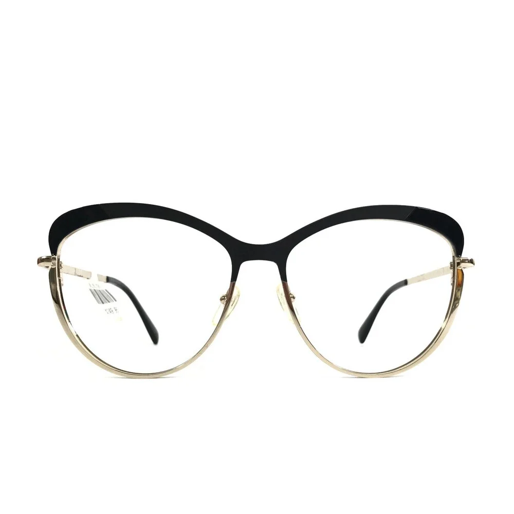 Longchamp Eyeglasses Frames LO120S 001 Black Gold Cat Eye Full Rim 58-16-140